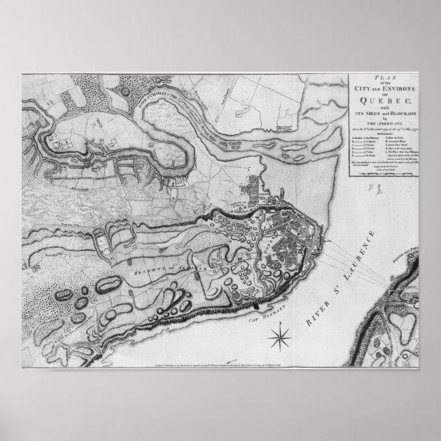 Póster Mapa de la ciudad y alrededores de Quebec (Frente)