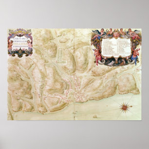 Póster Mapa de la ciudad y ciudadela de Bellisle