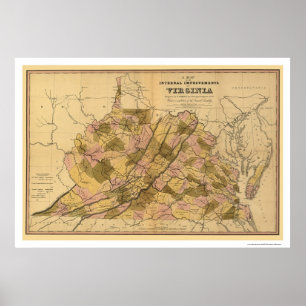 Póster Mapa de la ciudad y el ferrocarril de Virginia 184