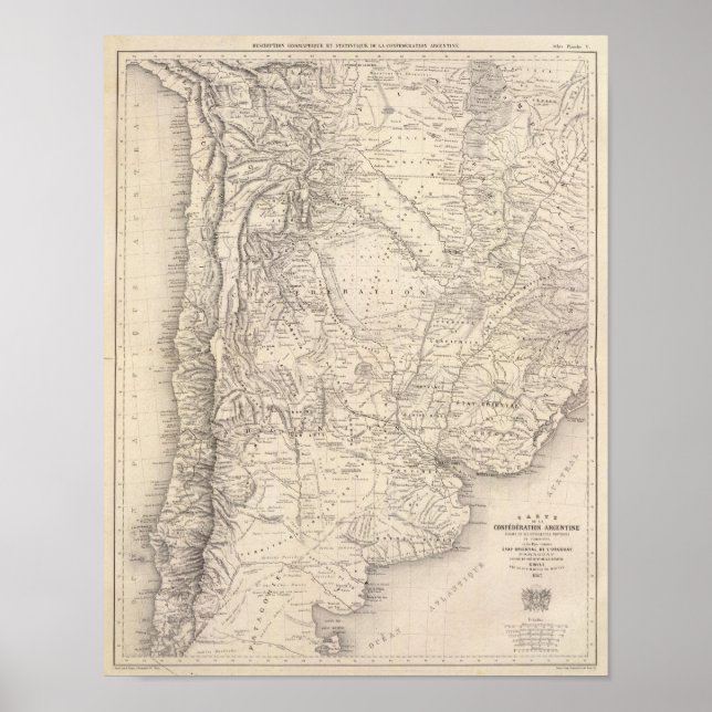 Póster Mapa de la Confederación Argentina (Frente)