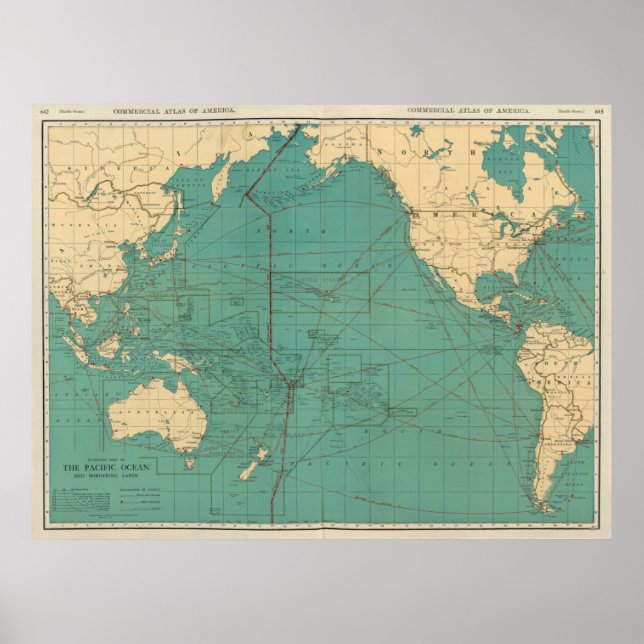 Póster Mapa de la cosecha del Océano Pacífico (1924) (Frente)