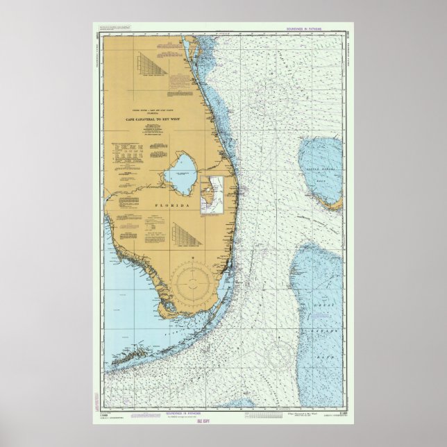 Póster Mapa de la Costa Atlántica de Florida (1982) (Frente)