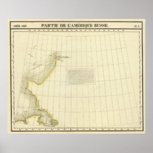 Póster Mapa de la costa de Alaska