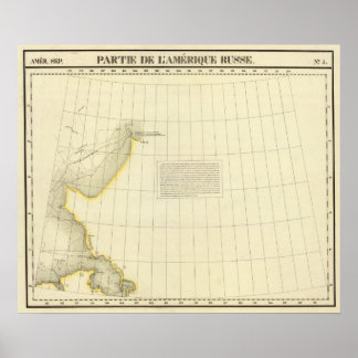 Póster Mapa de la costa de Alaska