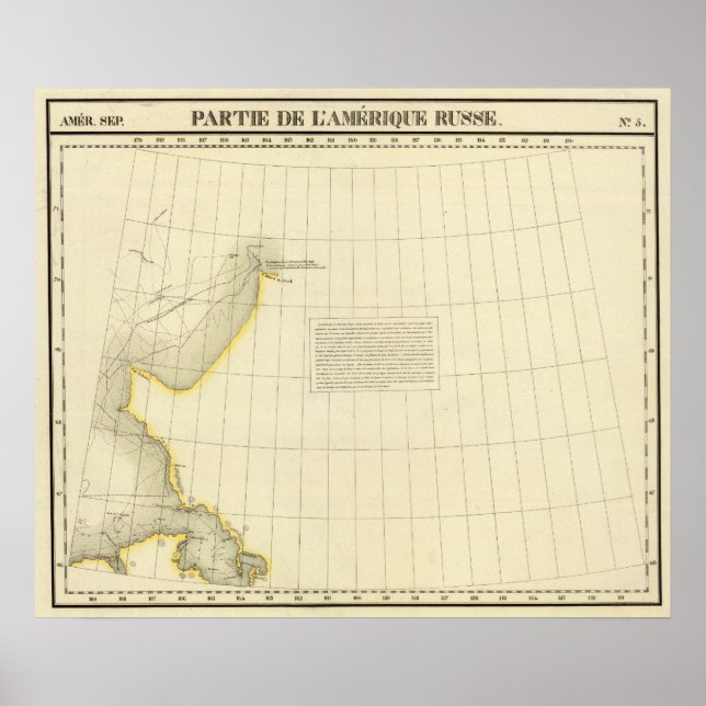 Póster Mapa de la costa de Alaska (Frente)