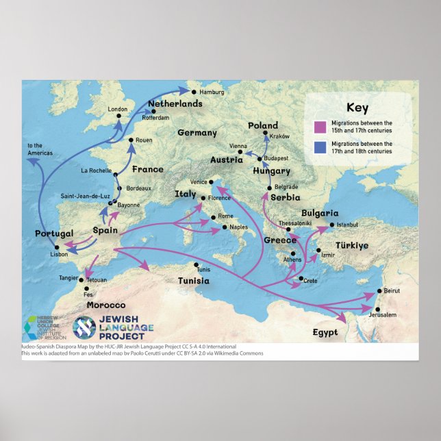 Póster mapa de la diáspora judeoespañola (Frente)