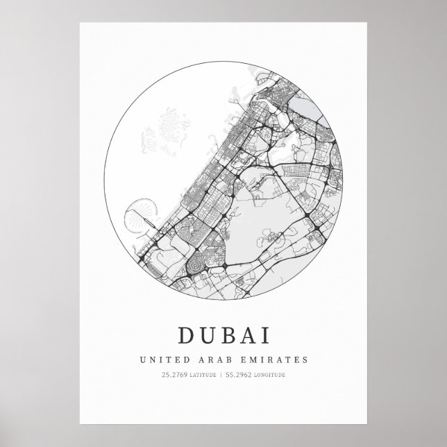 Póster Mapa de la distribución de la calle en Dubai de lo (Frente)