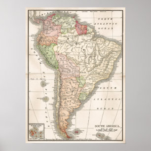Póster Mapa de la época de América del Sur