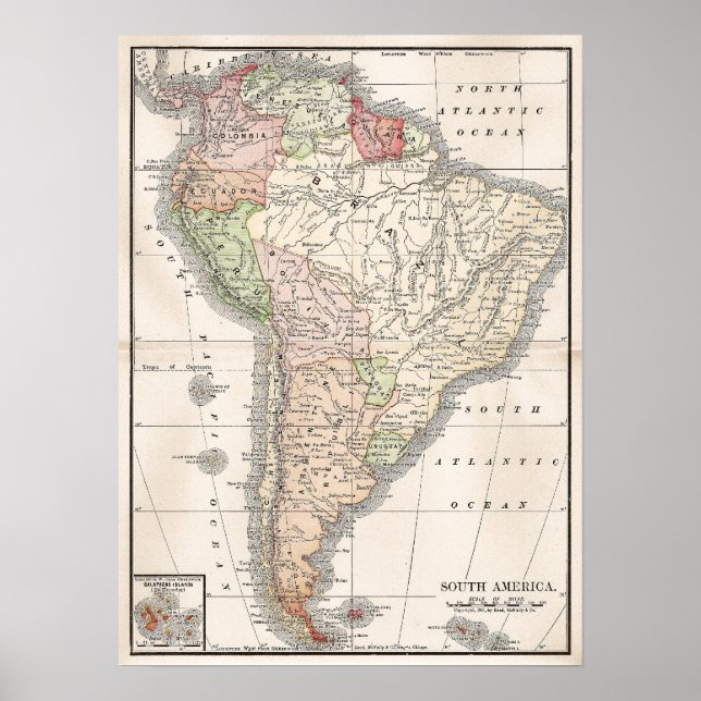 Póster Mapa de la época de América del Sur (Frente)