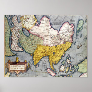 Póster Mapa de la época de Asia   1580