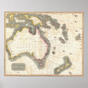 Póster Mapa de la época de Australia (1814)