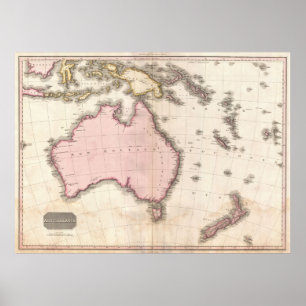Póster Mapa de la época de Australia (1818)