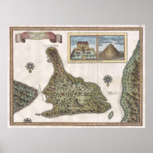 Póster Mapa de la época de Bali Indonesia (1760)