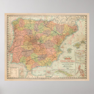 Póster Mapa de la época de España y territorios españoles