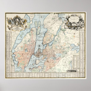 Póster Mapa de la época de Estocolmo (1733)
