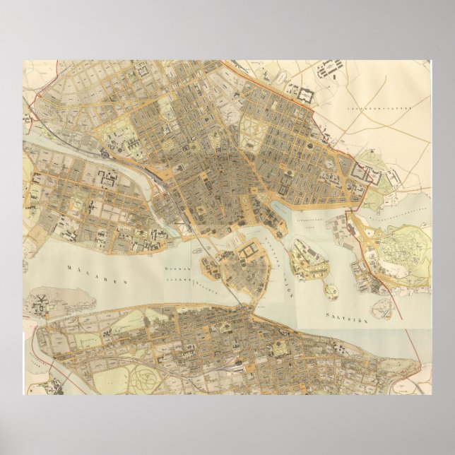 Póster Mapa de la época de Estocolmo (1899) (Frente)