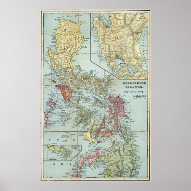 Póster Mapa de la época de Filipinas (1898) (Frente)