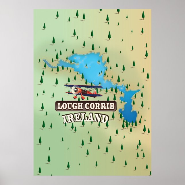 Póster Mapa de la época de Irlanda de Lough Corrib. (Frente)