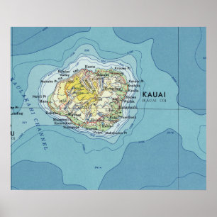 Póster Mapa de la época de Kauai