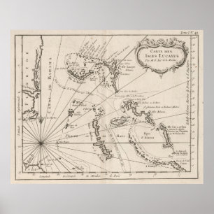Póster Mapa de la época de las Bahamas (1764)