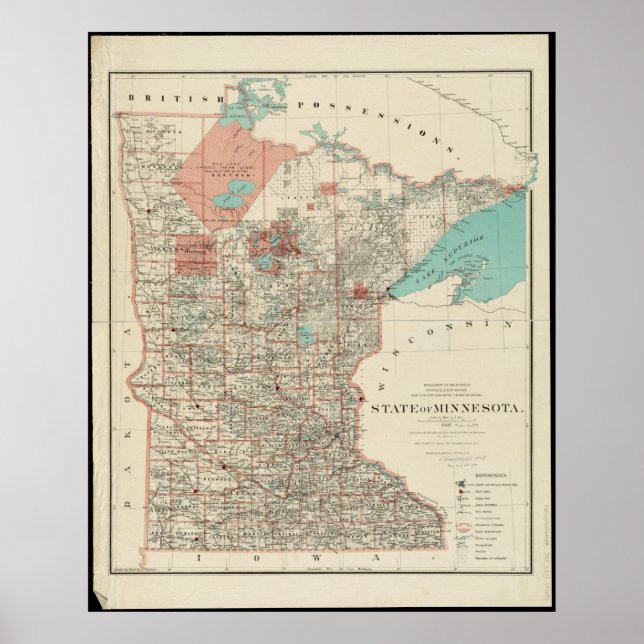 Póster Mapa de la época de Minnesota (Frente)
