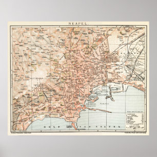 Póster Mapa de la época de Nápoles Italia (1897)