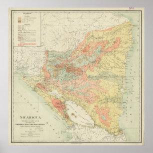 Póster Mapa de la época de Nicaragua (1903)