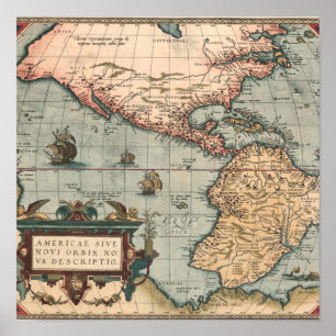 Póster Mapa de la época de Norteamérica