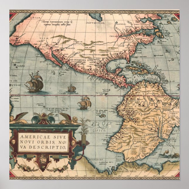 Póster Mapa de la época de Norteamérica (Frente)