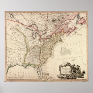 Póster Mapa de la época de Norteamérica