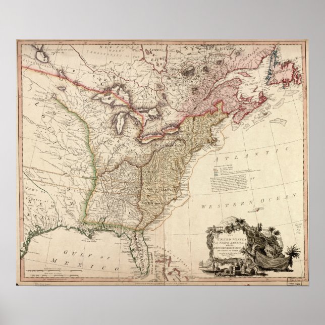 Póster Mapa de la época de Norteamérica (Frente)