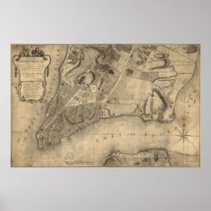 Póster Mapa de la época de Nueva York (1776)
