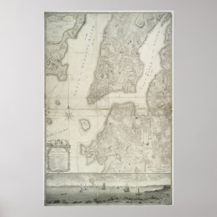 Póster Mapa de la época de Nueva York (1776)