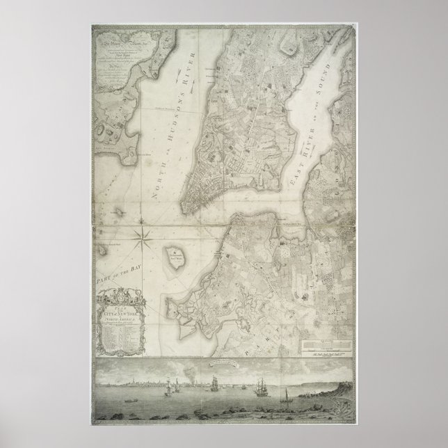 Póster Mapa de la época de Nueva York (1776) (Frente)