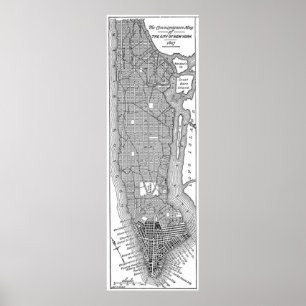 Póster Mapa de la época de Nueva York (1811)