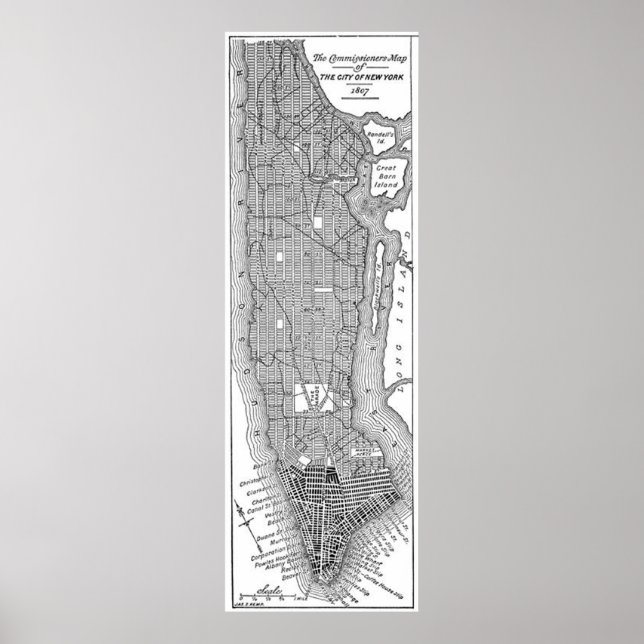 Póster Mapa de la época de Nueva York (1811) (Frente)