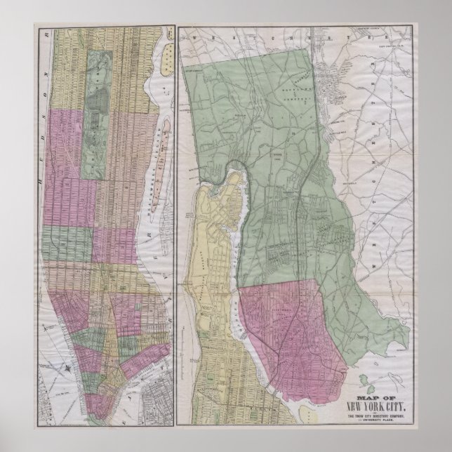 Póster Mapa de la época de Nueva York (1863) (Frente)