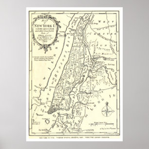 Póster Mapa de la época de Nueva York (1893)