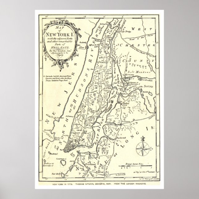 Póster Mapa de la época de Nueva York (1893) (Frente)