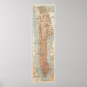 Póster Mapa de la época de Nueva York (1894)