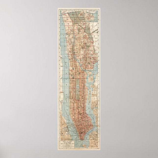 Póster Mapa de la época de Nueva York (1894) (Frente)