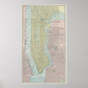 Póster Mapa de la época de Nueva York (1901)