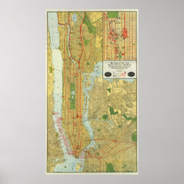 Póster Mapa de la época de Nueva York (1918)