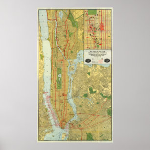 Póster Mapa de la época de Nueva York (1918)
