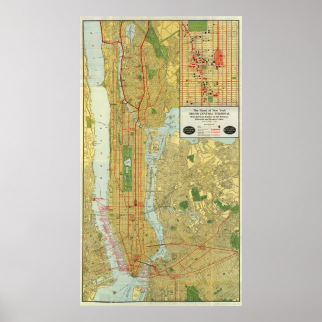 Póster Mapa de la época de Nueva York (1918) (Frente)