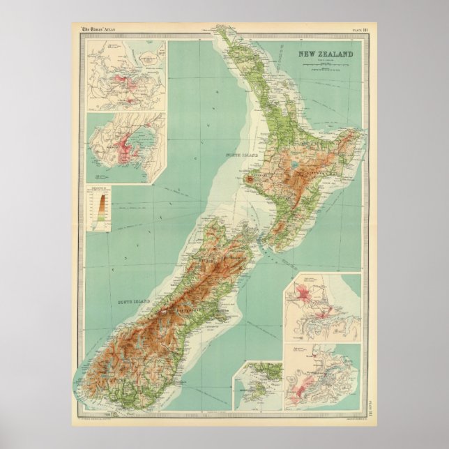 Póster Mapa de la época de Nueva Zelanda (1922) (Frente)