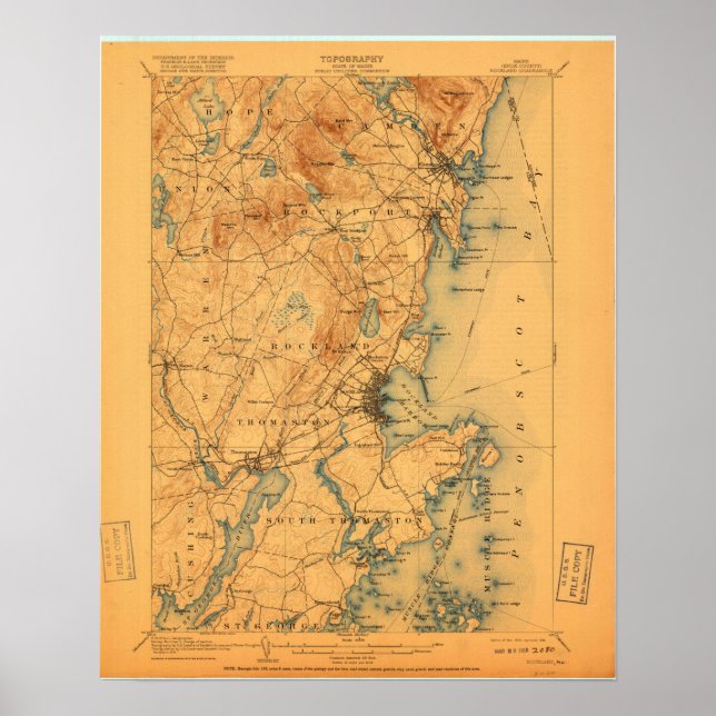 Póster Mapa de la época de Rockland ME (Frente)