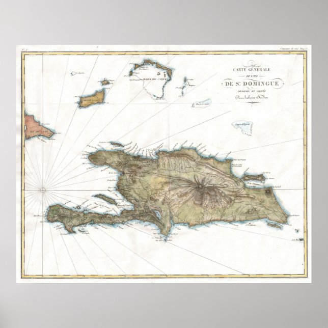 Póster Mapa de la época de Santo Domingo (1802) (Frente)