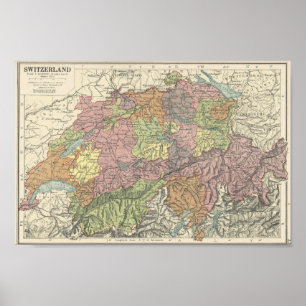 Póster Mapa de la época de Suiza - Años 1920
