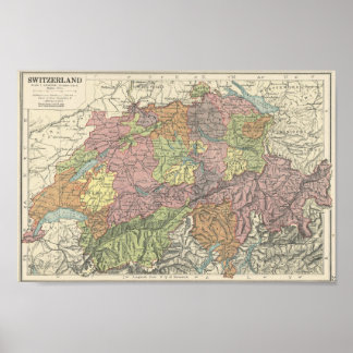 Póster Mapa de la época de Suiza - Años 1920